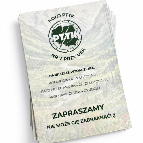 Stos ulotek PTTK na białym tle